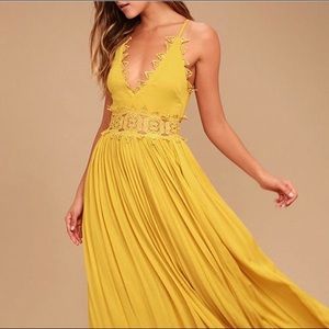 Lulu’s This is Love Mustard Lace Dress
